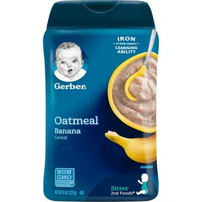 Gerber Cereal for Baby 2nd Foods Cereal, Probiotic Oatmeal Banana, Made with Whole Grains, Real Fruit & Probiotics, 8-Ounce Cani