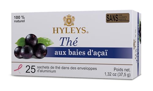12 Pack Of Hyleys Natural Acai Berry With Green Tea - 25 Tea Bags - (100% Natural, Sugar Free, Gluten Free And Non-GMO)