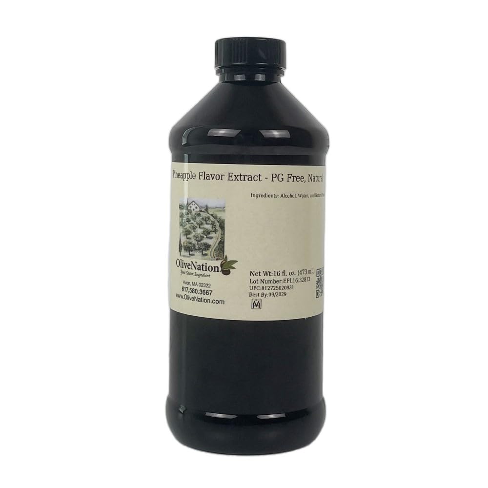 OLIVENATION Pineapple Flavor Extract - Natural, Sugar-Free, Non-GMO, Vegan - 16 Fl Oz