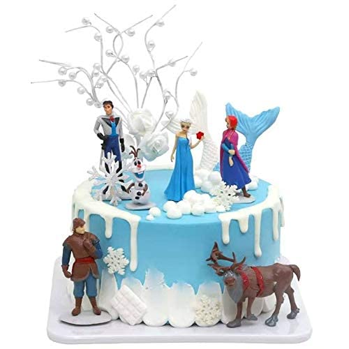 Feipai Frozen Cake Topper Figures Set, 6 Pieces, Plastic Decorations for Birthday Party