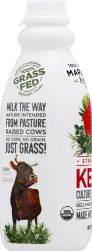 Maple Hill Creamery, 100% Grass Fed Organic Kefir, Strawberry, 32 oz