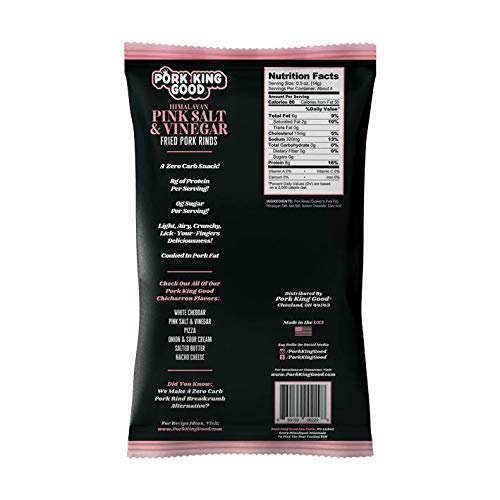 Pork King Good Pork Rinds - Himalayan Pink Salt & Vinegar 24 Pack Case (Chicharrones)