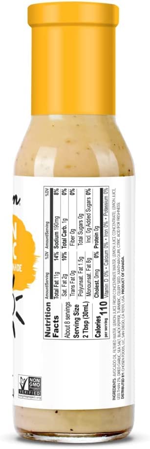 Chosen Foods Lemon Garlic Dressing & Marinade, Avocado Oil, Gluten Free, Non-GMO, 8 Fl Oz (Pack of 6)