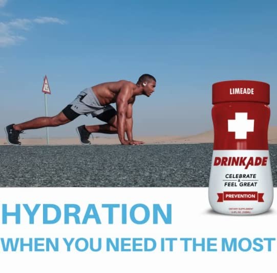 DrinkAde Hydration Drink – Daily Wellness & Immunity Support, Sugar Free, 5 Calories, Vegan, Non-GMO, 3.4 Fl Oz (Pack of 6), Lemon