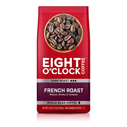 Eight O'Clock Coffee Dark French Roast, Whole Bean Coffee, 100% Arabica, Kosher Certified, 32 Oz