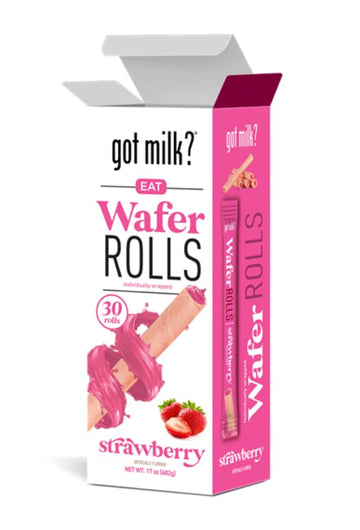 Got Milk? Wafer Rolls, Strawberry, Individually Wrapped, 17 oz, 30 Rolls, Retail Pack
