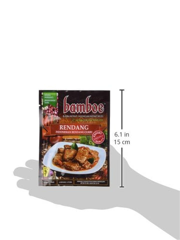 Bamboe - Rendang - Indonesian Dry Curry Paste - Indonesian Instant Spices - 6 X 1.2 Oz /36 G - Product Of Indonesia By Bamboe