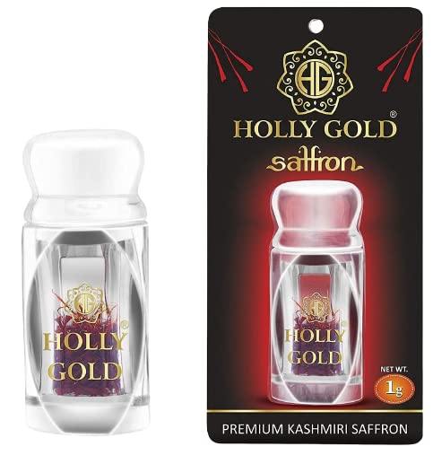 Holly Gold Pure Organic Kashmiri Saffron/Keshar/Zafran/Jafran/Whole Threads | Originally Premium Grade A+++ Pampore Kesar Thread