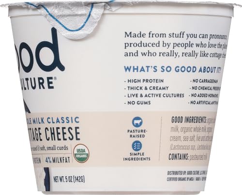 Good Culture, Organic Cottage Cheese - Classic 4%, 5.3 Ounce