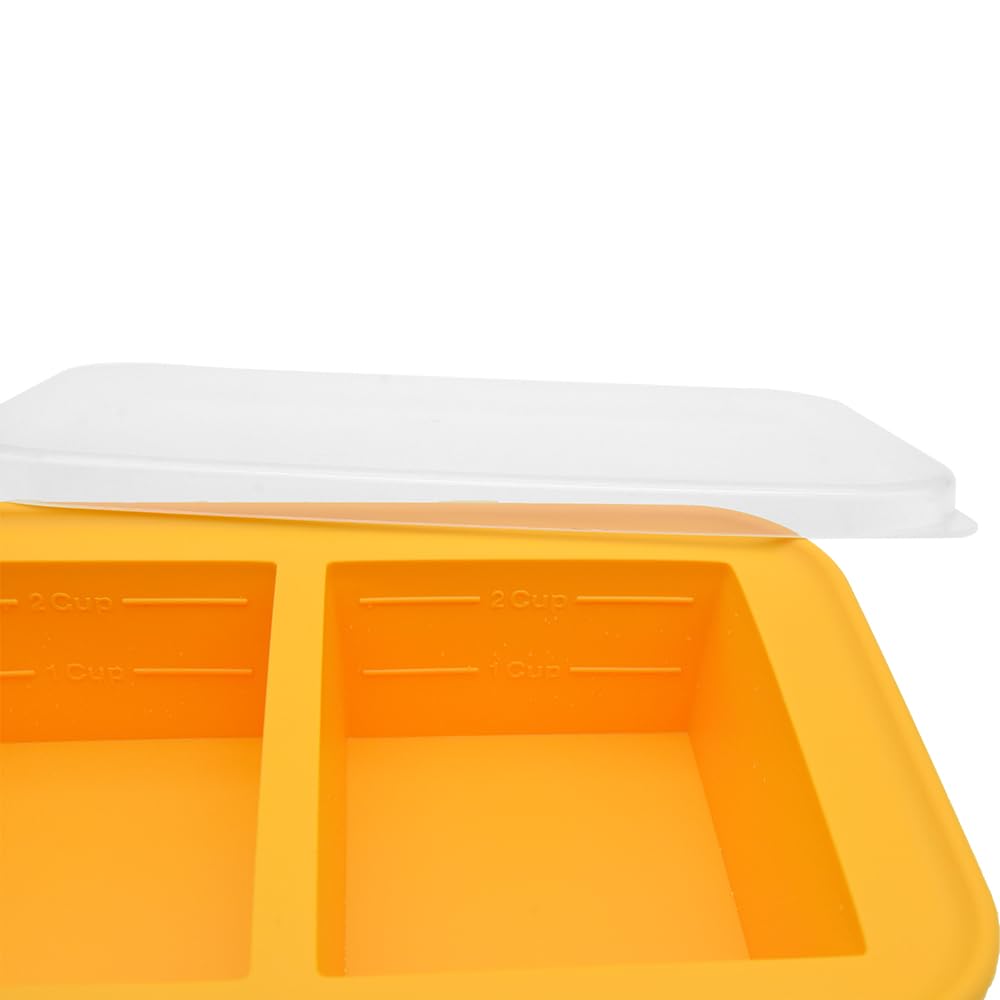 Tahome 1-Cup Extra Large Thick Soup Silicone Freezer Box Potage Freezing Tray With Lid,For Freeze Stew,Thick Soup,Sauce - 1500Ml