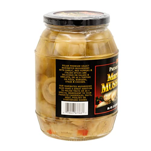 MW Polar Whole Marinated Mushrooms, 35 oz Glass Jar, Pack of 2