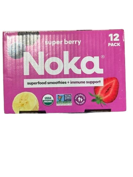 Noka Organic Superfood Fruit Smoothie Pouches – Super Berry (12 Count) | Vegan, Gluten-Free, Dairy-Free, No Added Sugar | Plant Protein & Flax Seed Healthy Snack