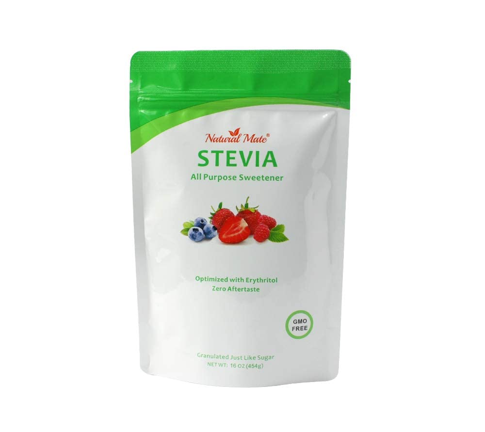 Natural Mate Zero Calorie Sweetener - Organic Stevia Granular Powder Blended with Erythritol - 2:1 Sugar Replacement for Keto, Paleo, Low GI – (1Lb/16OZ, Pack of 5)