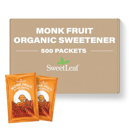 SweetLeaf Monk Fruit Sweetener Packets - Zero Calorie, Keto Friendly - 500 Count - Gluten Free