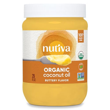 Nutiva Organic Coconut Oil With Non-Dairy Butter Flavor – 29 Fl Oz, Usda Organic, Non-Gmo, Vegan, Keto, Paleo-Friendly, Dairy-Free Butter Substitute For Cooking, Baking