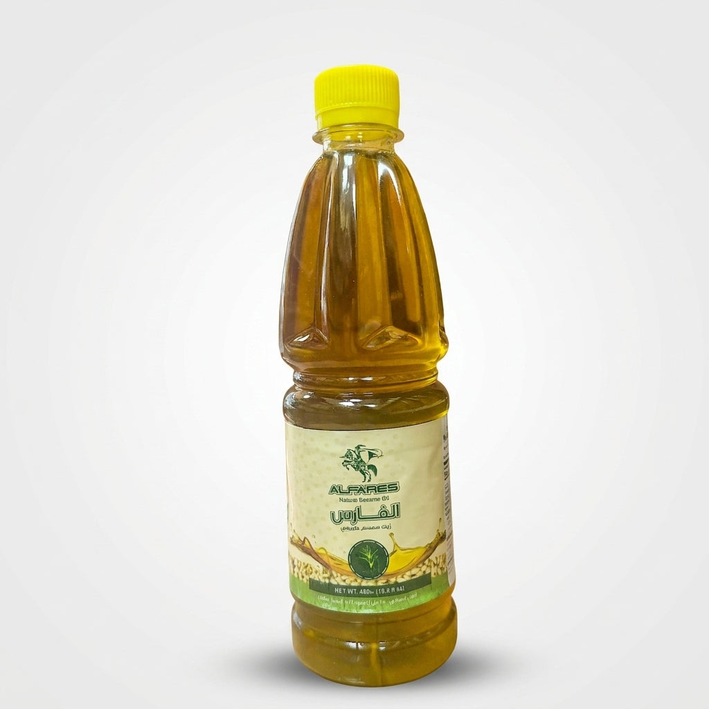 AlFares Natural Sesame Oil 480g - Pure Cold-Pressed Cooking Oil