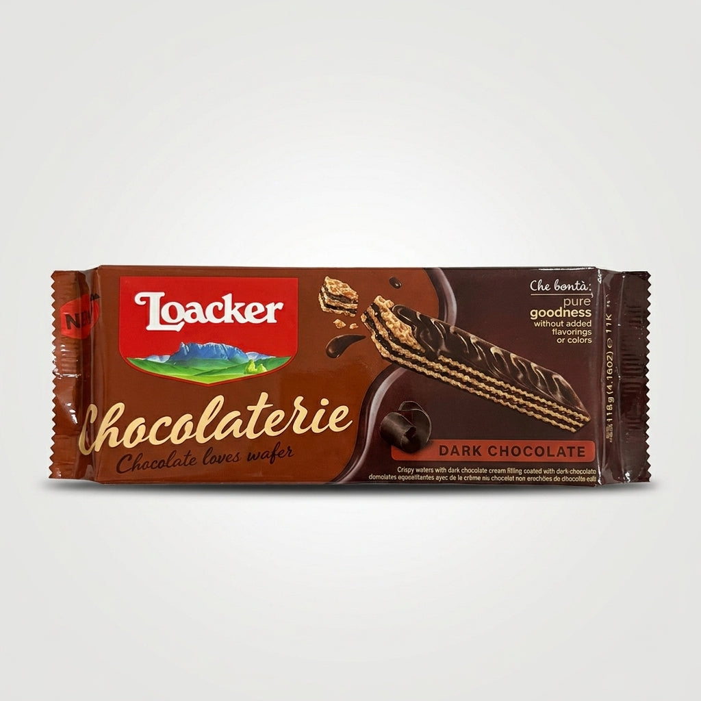 Loacker Chocolaterie Dark Chocolate Wafer 75g - Italian Crispy Wafer