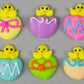 Edible Royal Icing Chicks In Shell Charms - Asst. Colors, 5/8"