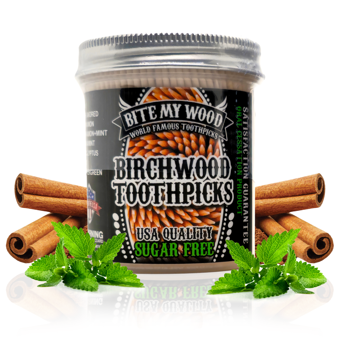 450 Qty BiteMyWood Flavored Birchwood Toothpicks in Plastic Jars