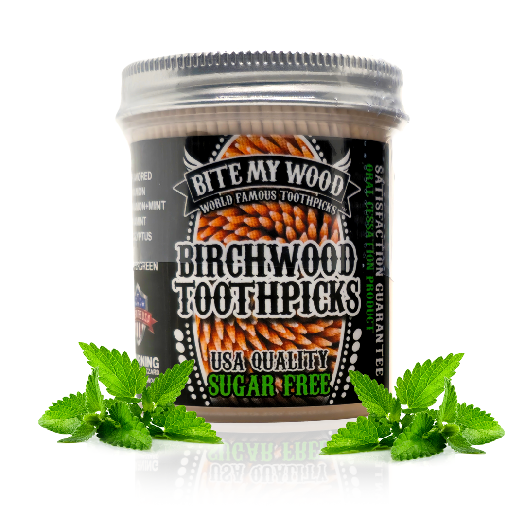 450 Qty BiteMyWood Flavored Birchwood Toothpicks in Plastic Jars