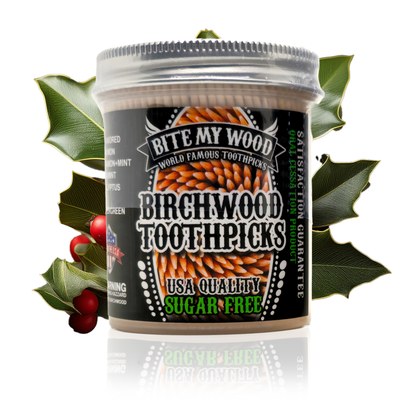 450 Qty BiteMyWood Flavored Birchwood Toothpicks in Plastic Jars