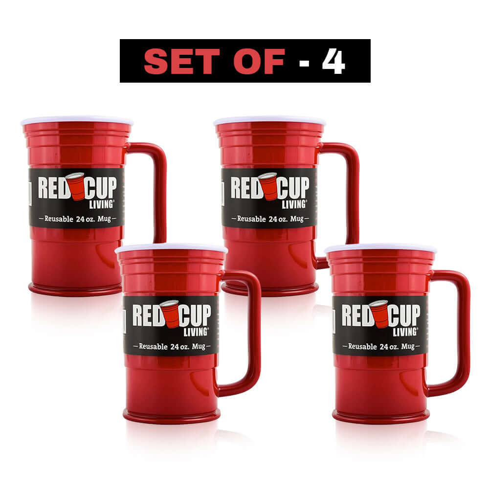 Redcupliving 24oz Reusable Red Beer Mug | BPA-Free, Shatter-Resistant Plastic