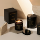 Glossy Black Glass Cups with Gold Foil Packaging Soy Wax Scented Candle, Eco-Friendly Low-Smoke Aromatherapy Home Fragrance Gift Decor