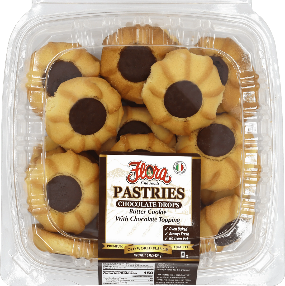 Chocolate Drops - Butter Cookies - 16 oz