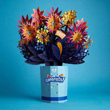 Congrats 12”H x 8.5”W Bouquet, Flower Vase