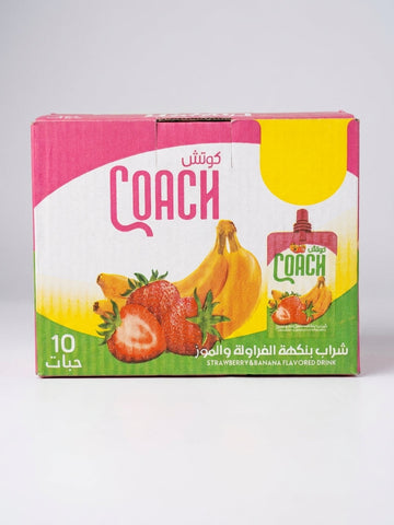 Coach Strawberry & Banana Juice 10 Pack - Kids Flavored Drink Pouches