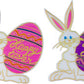 Plastic Happy Easter Bunny with Egg Plaque, 3 1/2"