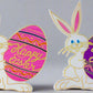 Plastic Happy Easter Bunny with Egg Plaque, 3 1/2"