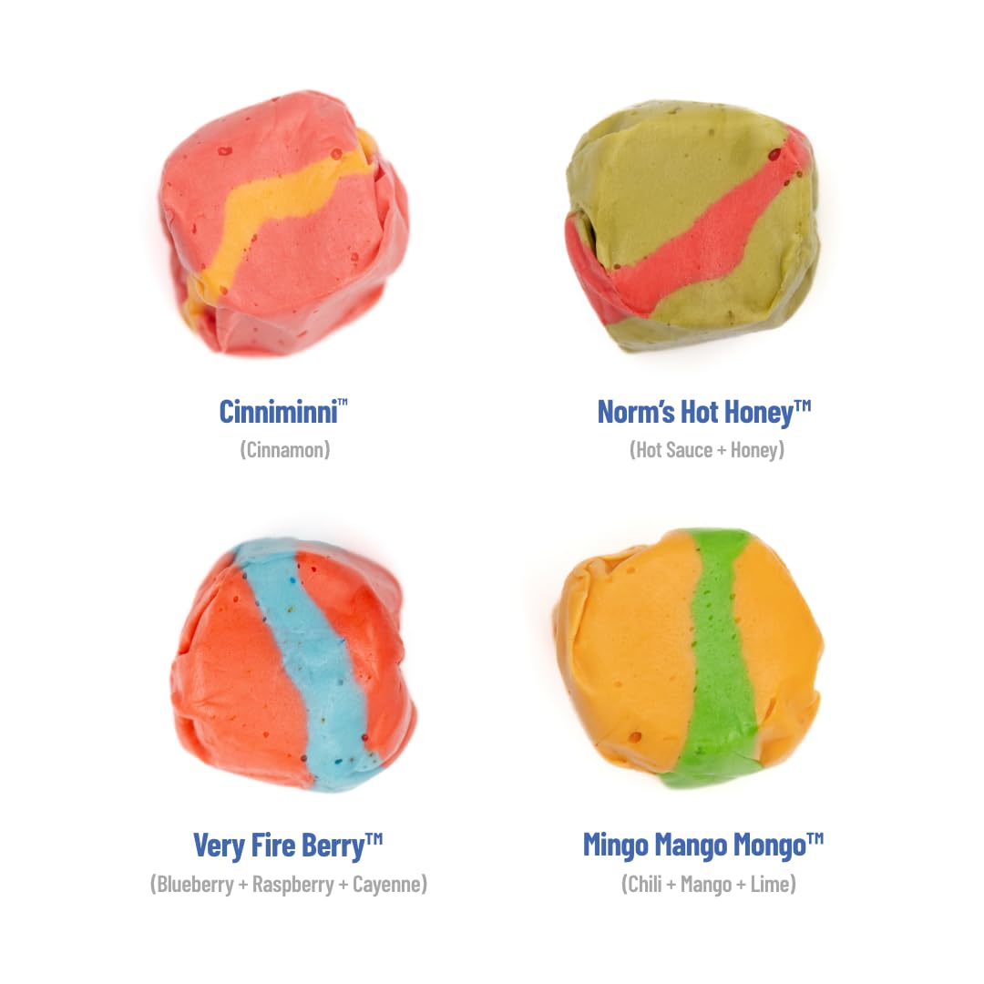 Taffy Shop Taf-Fuego, Spicy Salt Water Taffy – Assorted Gourmet Soft Chewy Candy, Variety Pack, Bulk Sweet Snack, Fresh Gift & Gluten-Free, 30 Individually Wrapped Pieces (7Oz)