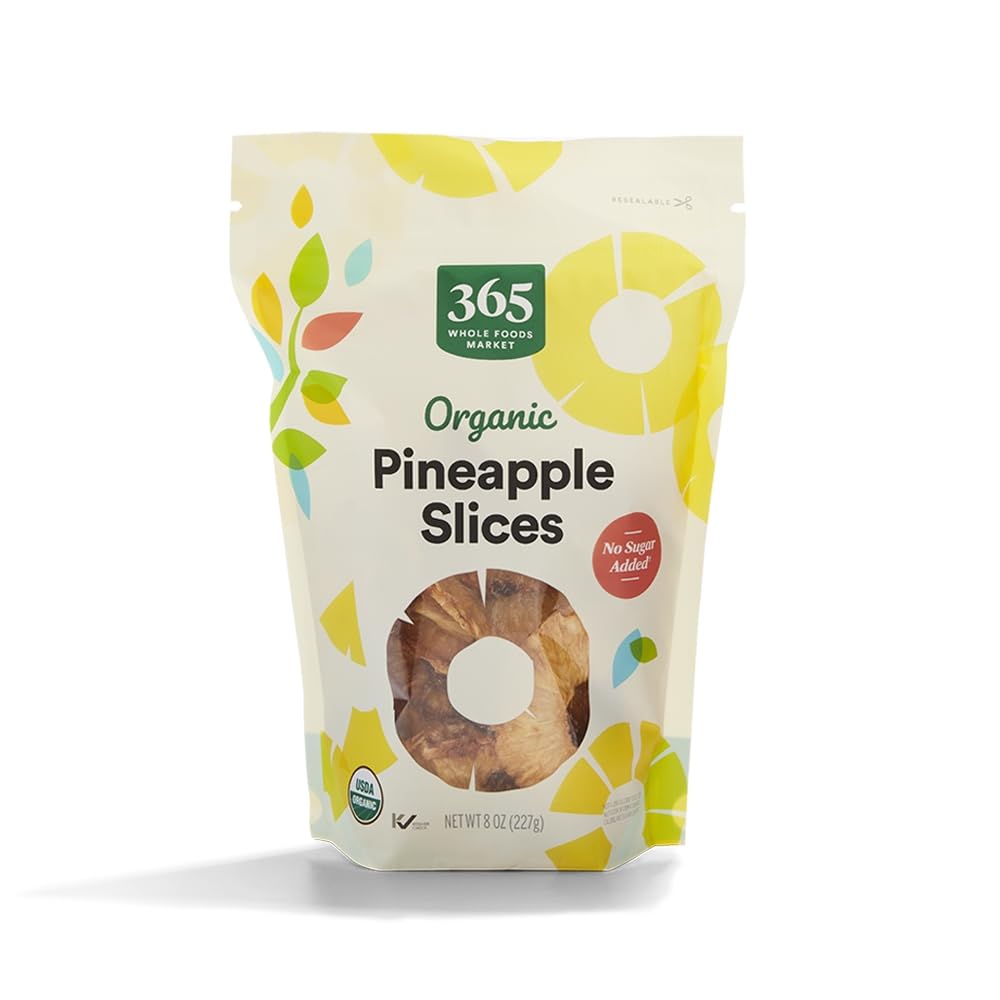 365 by Whole Foods Market Organic Dried Pineapple, Unsweetened, 8 Ounce, Natural Color