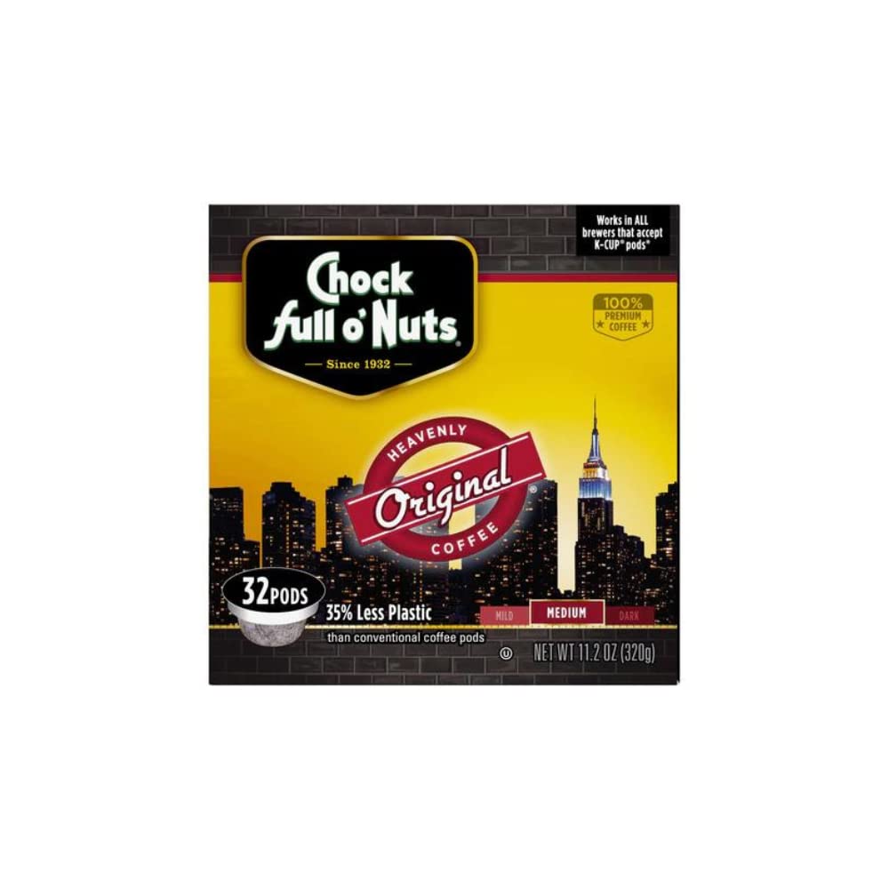 Chock Full o’Nuts Original Roast K-Cups, Medium Roast, 32 Single-Serve Cups, 11.2 Ounce