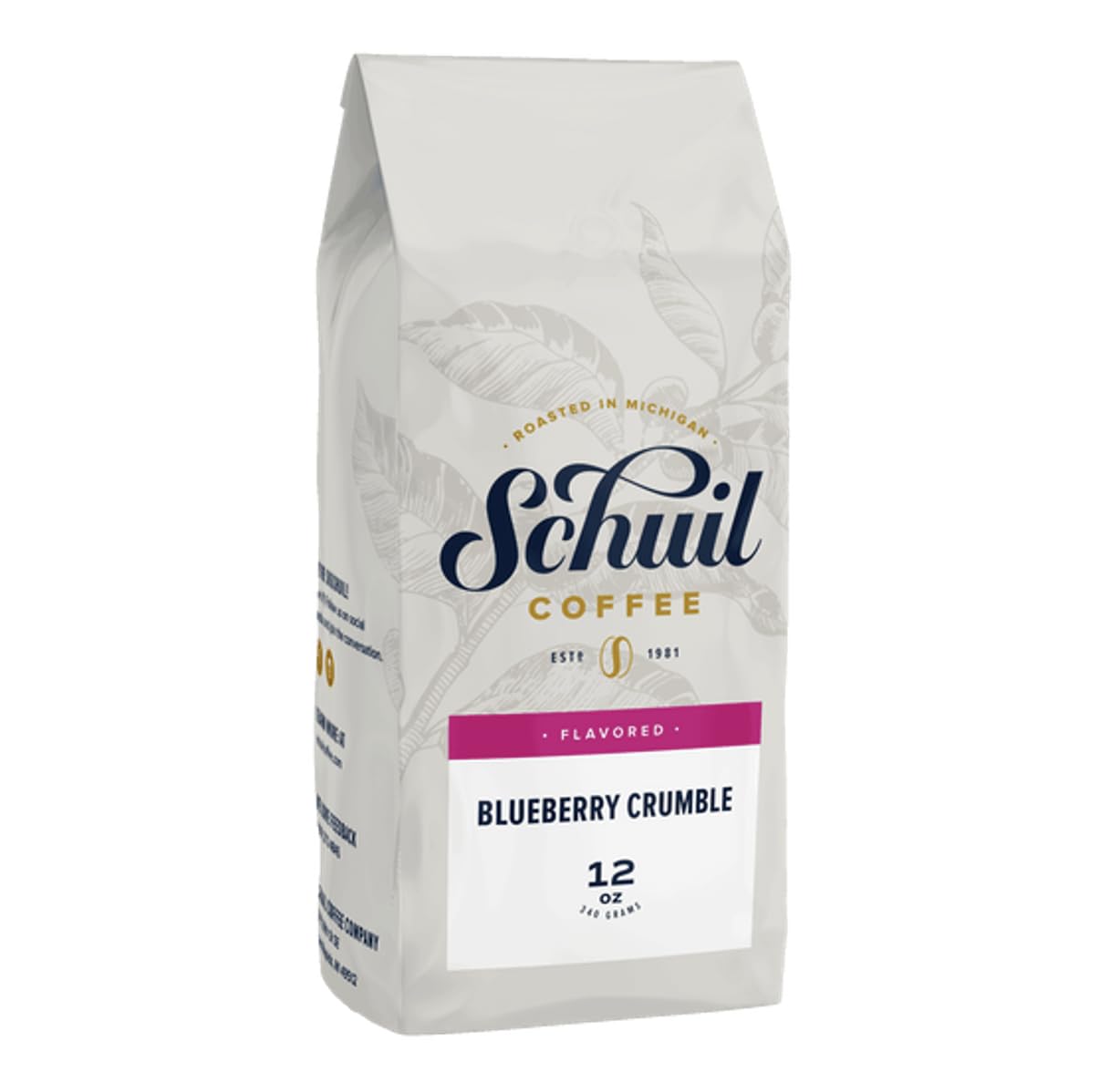 Blueberry Crumble, Schuil Whole Bean Coffee, Enhanced Roasted Gourmet Coffee Beans, Smooth And Full Bodied Artisan Coffee 12 Oz Bag (Blueberry Crumble)