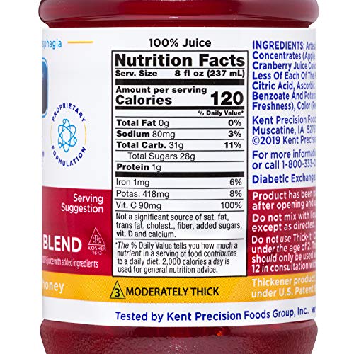 Thick-It Clear Advantage Thickened Cranberry Juice Blend, Moderately Thick Honey Bottle, 8 Fl Oz