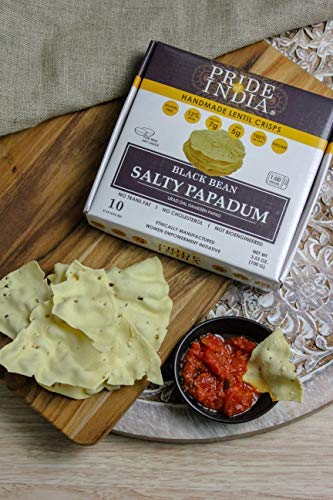 Pride Of India - Assorted Papadum Lentil Crisps - Plain, Salty & Spicy - Pack of 6 (2 Boxes per Flavor) - 6 * 3.53oz (100gm) per