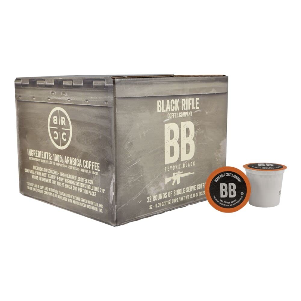 Black Rifle Coffee Beyond Black Dark Roast Coffee Pods - 32 Count, Rich Dark Chocolate Notes, Black