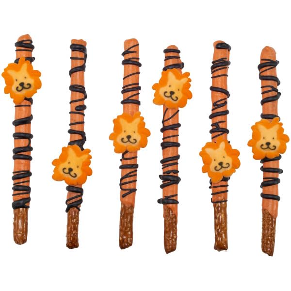 Jungle Zoo Animals - Monkey, Lion, Zebra And Elephant Edible Sugar Cake Toppers, 12 Count