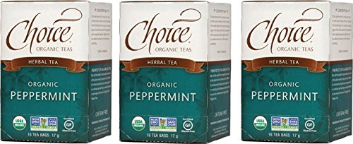 Choice Organic Teas Herbal Tea, 3 Boxes of 16 (48 Tea Bags), Peppermint, Caffeine Free