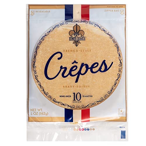 Melissas Ready-to-Eat Plain Crepes, 9-inch, 15 Ounce (Pack of 1), Healthy Snack Options for Kids and Adults, 10 Count