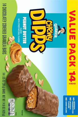 Quaker Chewy Dipps Granola Bars, Peanut Butter, 1.05 Oz Bars, 14 Ct