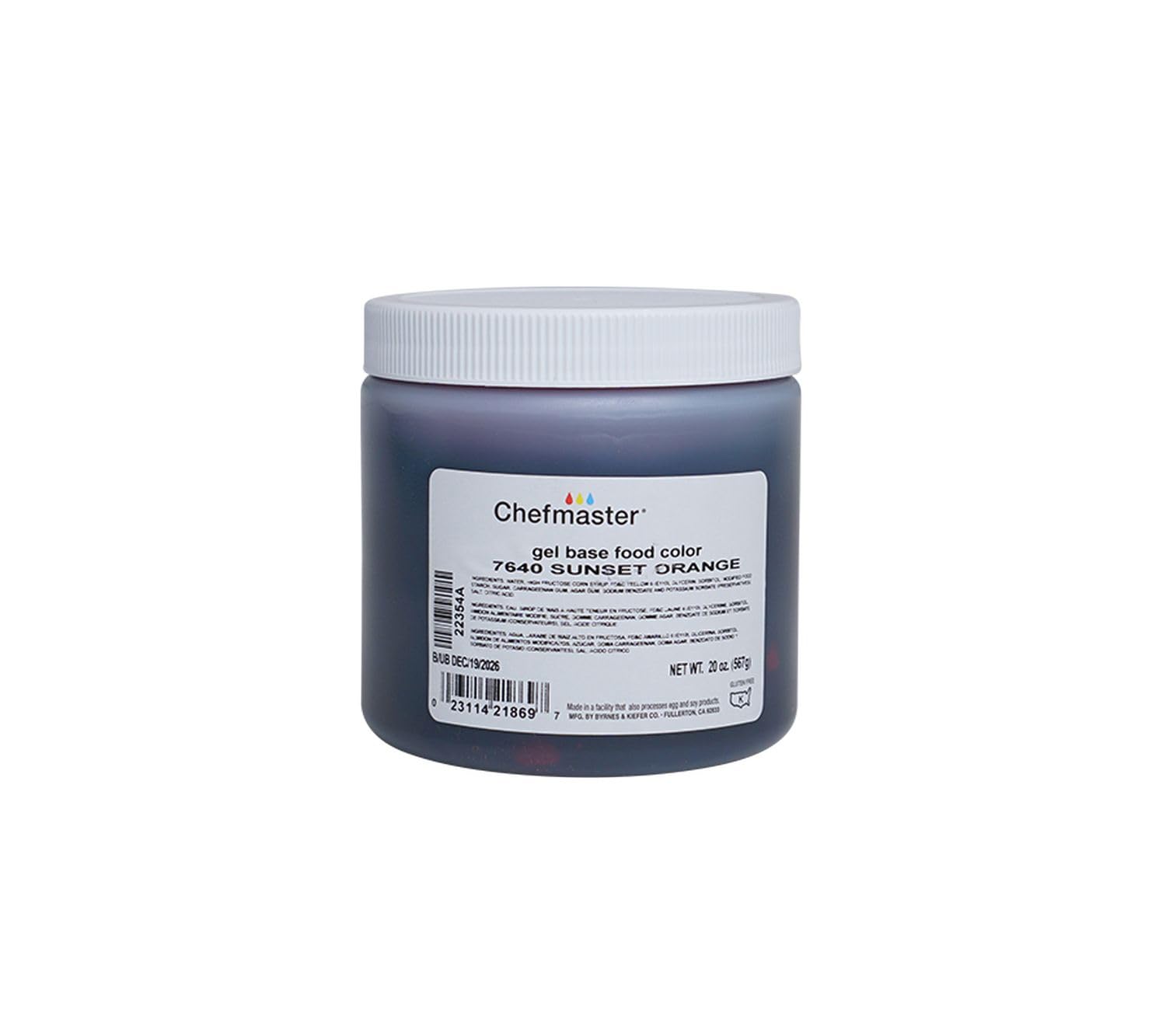 Chefmaster Sunset Orange Gel Food Coloring | Vibrant Color | Professional-Grade Dye for Icing, Frosting, Fondant | Baking & Deco