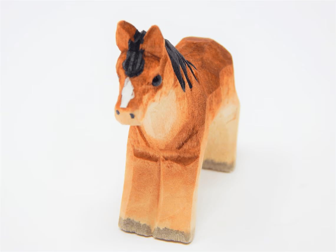 Selsela Horse Pony Cake Topper, Carved Wood, Brown, Bride & Groom, Kentucky Barn Wedding