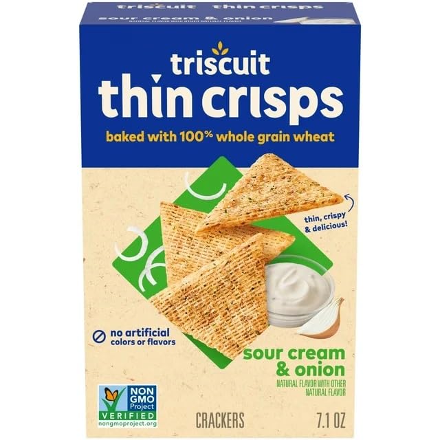 Generic Thin Crisps Sour Cream & Onion Whole Grain Wheat Crackers, 7.1 oz boxes (Pack of 6)