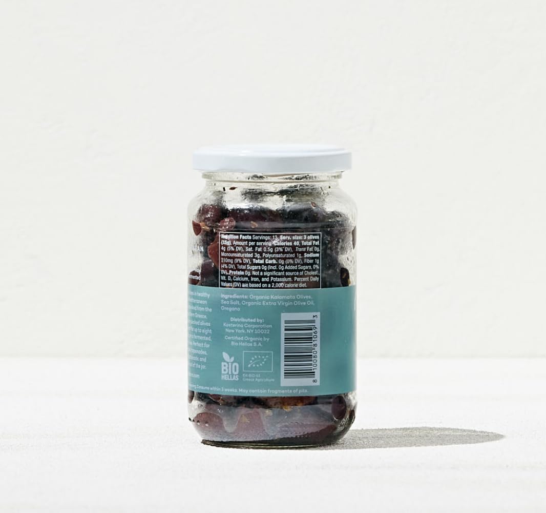 Kosterina - Organic Greek Herb Kalamata Olives, Pitted & Dry-packed - Great for Salads, Garnishing Cocktails and Snacking | 6.7o