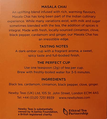 Newby London Masala Chai Heritage – Loose Leaf (100 G / 3.53 Oz Carton) – Spiced Indian Black Tea Blend