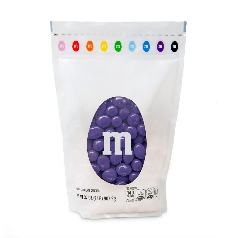 M&Ms Peanut Purple Chocolate Candy - 2Lbs Of Bulk Candy In Resealable Pack For Easter, Candy Buffet, Birthday Parties, Theme Mee