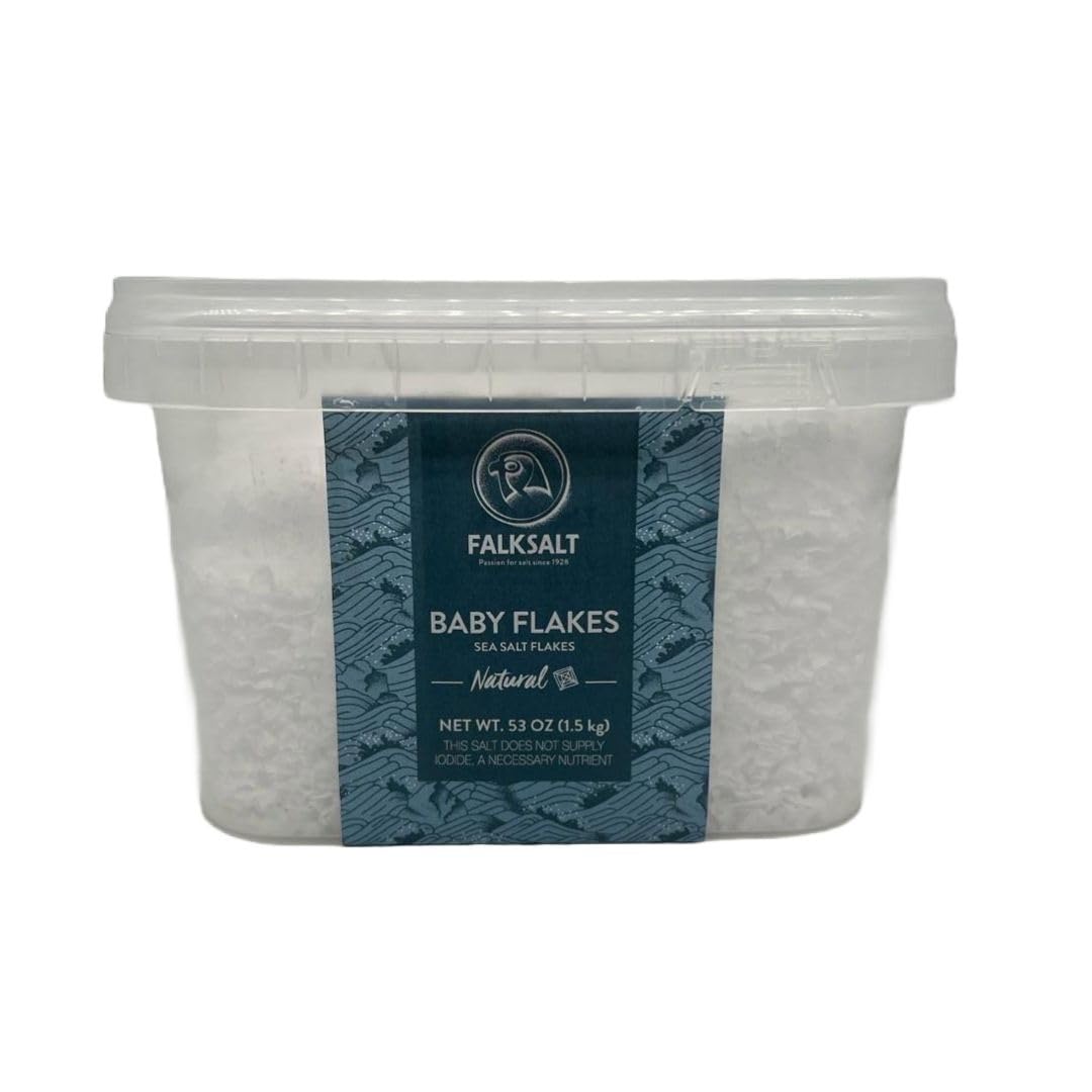 Falksalt | Organic Sea Salt Flakes  3.3Lbs Tub | Gourmet Finishing Salt | Non-Gmo  Kosher And Halal Certified